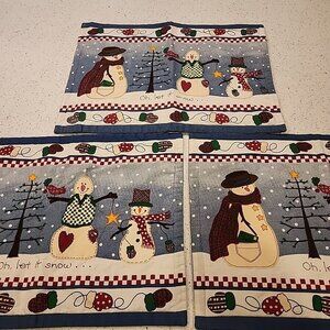 Vintage Set of 3 Christmas Holiday Snowman Tree Let It Snow Placemats